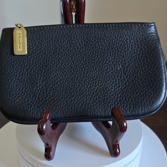 Rare Coach Sonoma Black Leather Small Cosmetic Pouch/Bag EUC ~ Vintage - Picture 2 of 8